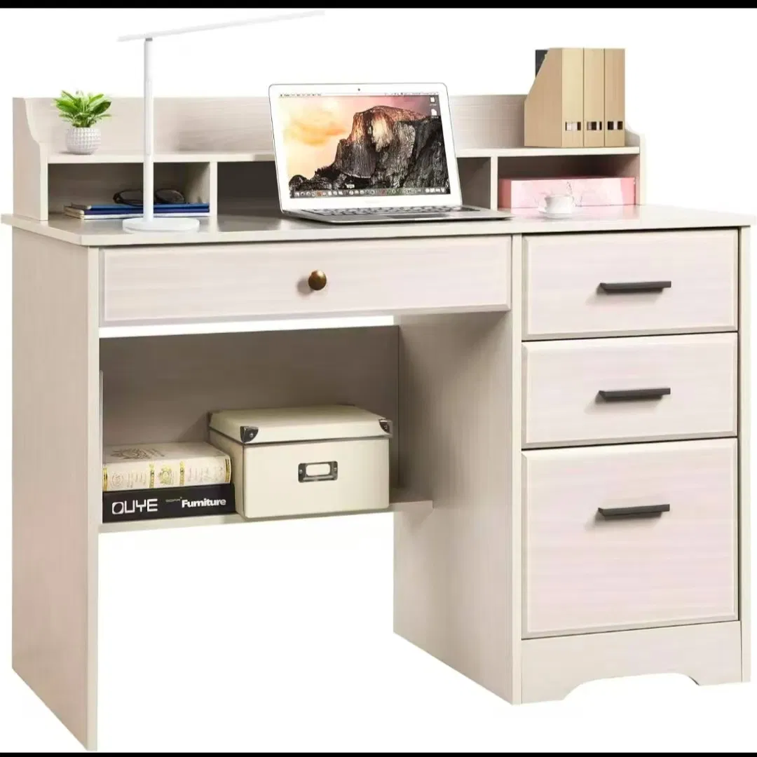 Simple Writing Desk Computer Syudy Desk with Four Drawers Floating Computer Stand Home Office Console with Storage Table Furniture