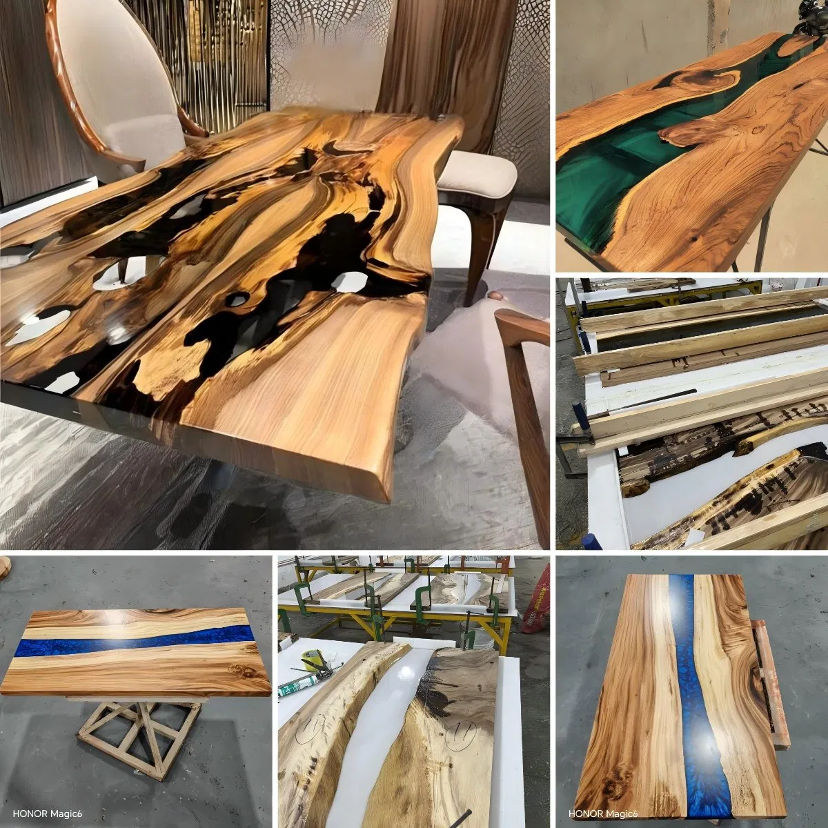 OEM Factory Table Top Epoxy Wholesale Modern Outdoor Furniture Custom River Table Resin Epoxy Wood Restaurant Dining Table
