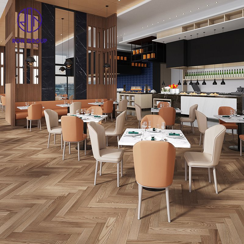 Modern High-End Customized Cafe Coffee Shop Square Wood Leather Booth Seating Restaurant Table and Chair Sets