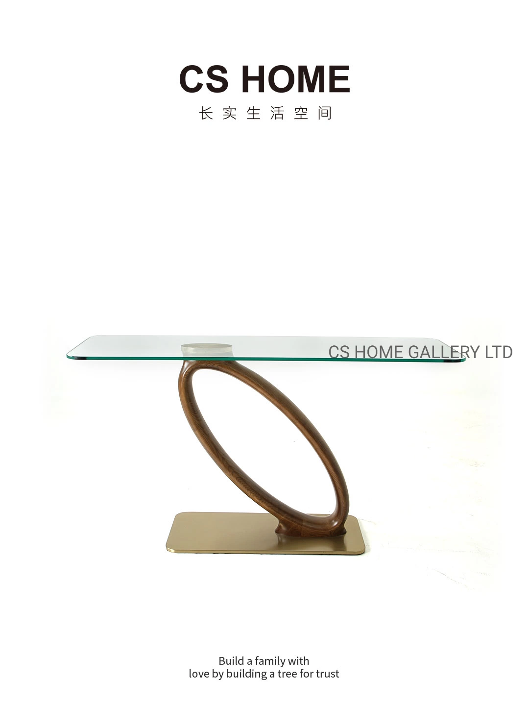 Elegant Customized Wooden Base Console Table with Glass Top