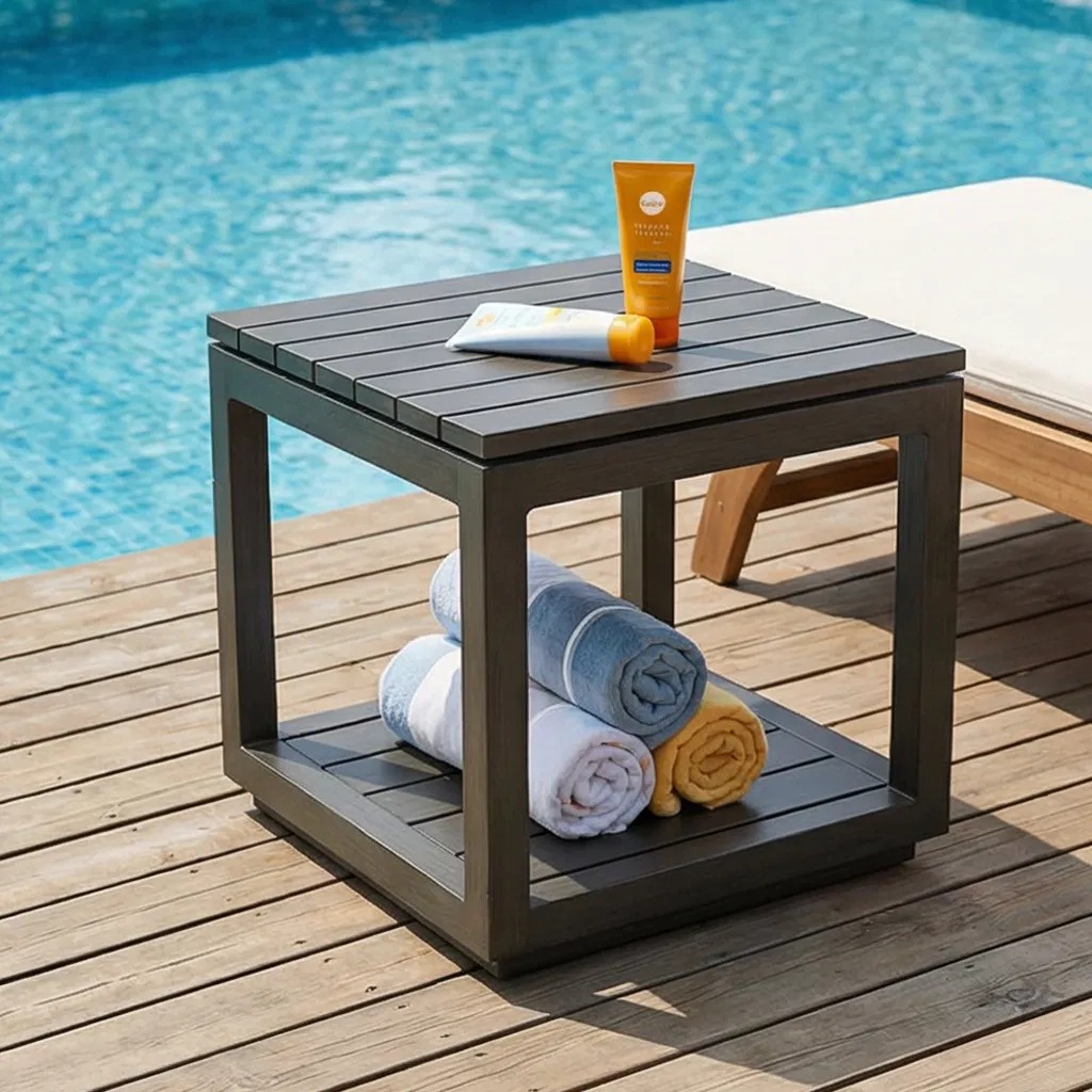Aluminum Outdoor Sofa Coffee Table with Side Table, Perfect for Patios