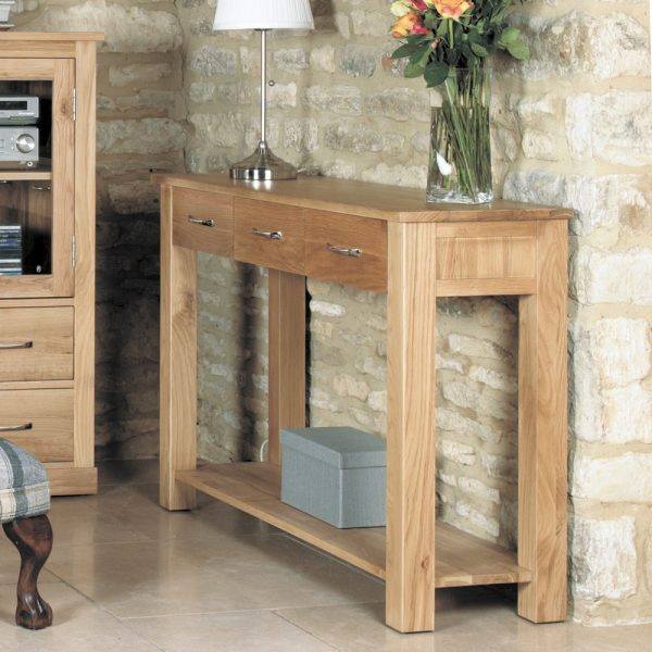 Nordic Contemporary Solid Oak 3 Drawers Hallway Living Room Bedroom Wood Console Table