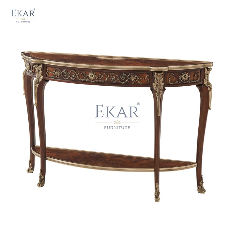 Classic Solid Wood Console Table with Carved Details for Entryway or Living Room