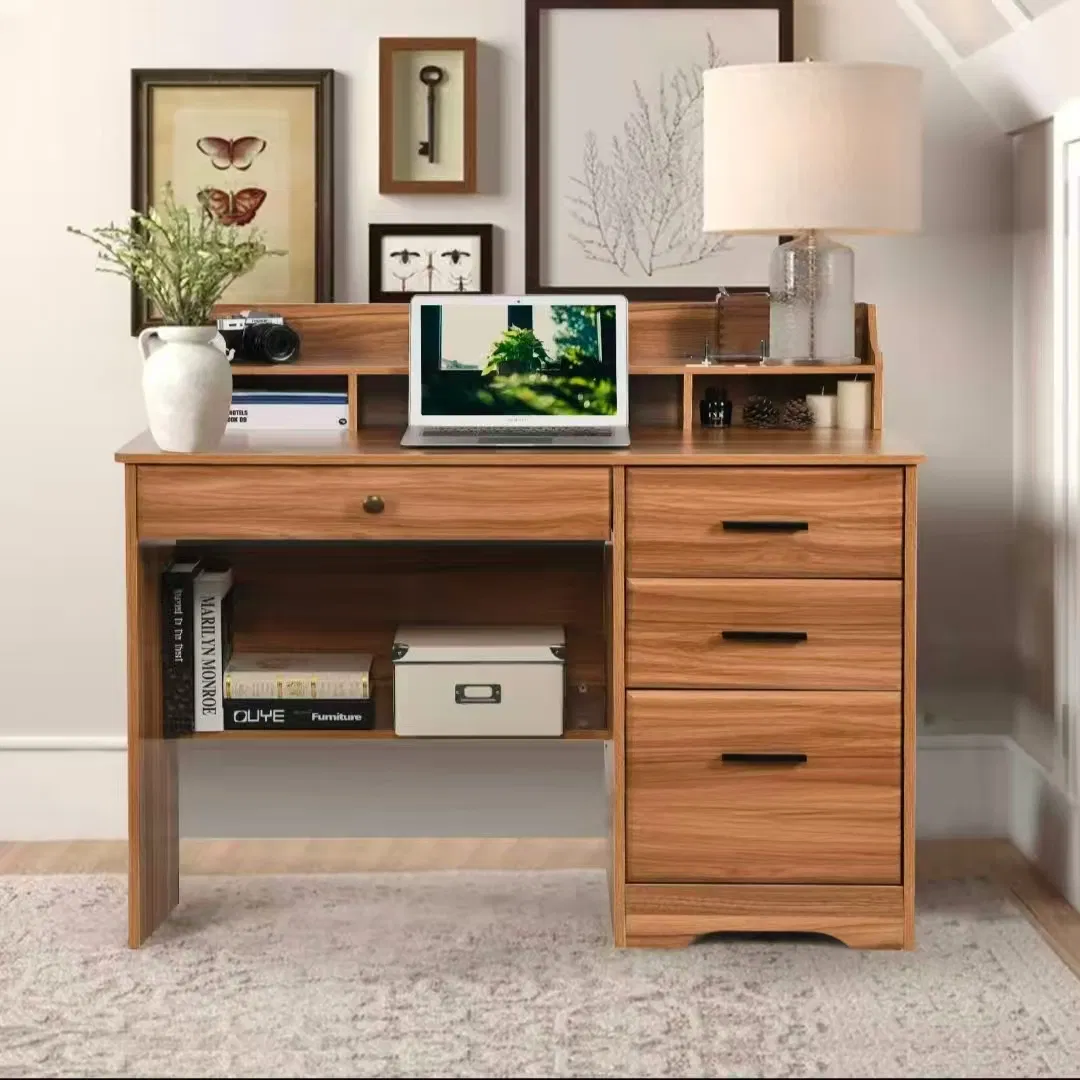 Simple Writing Desk Computer Syudy Desk with Four Drawers Floating Computer Stand Home Office Console with Storage Table Furniture
