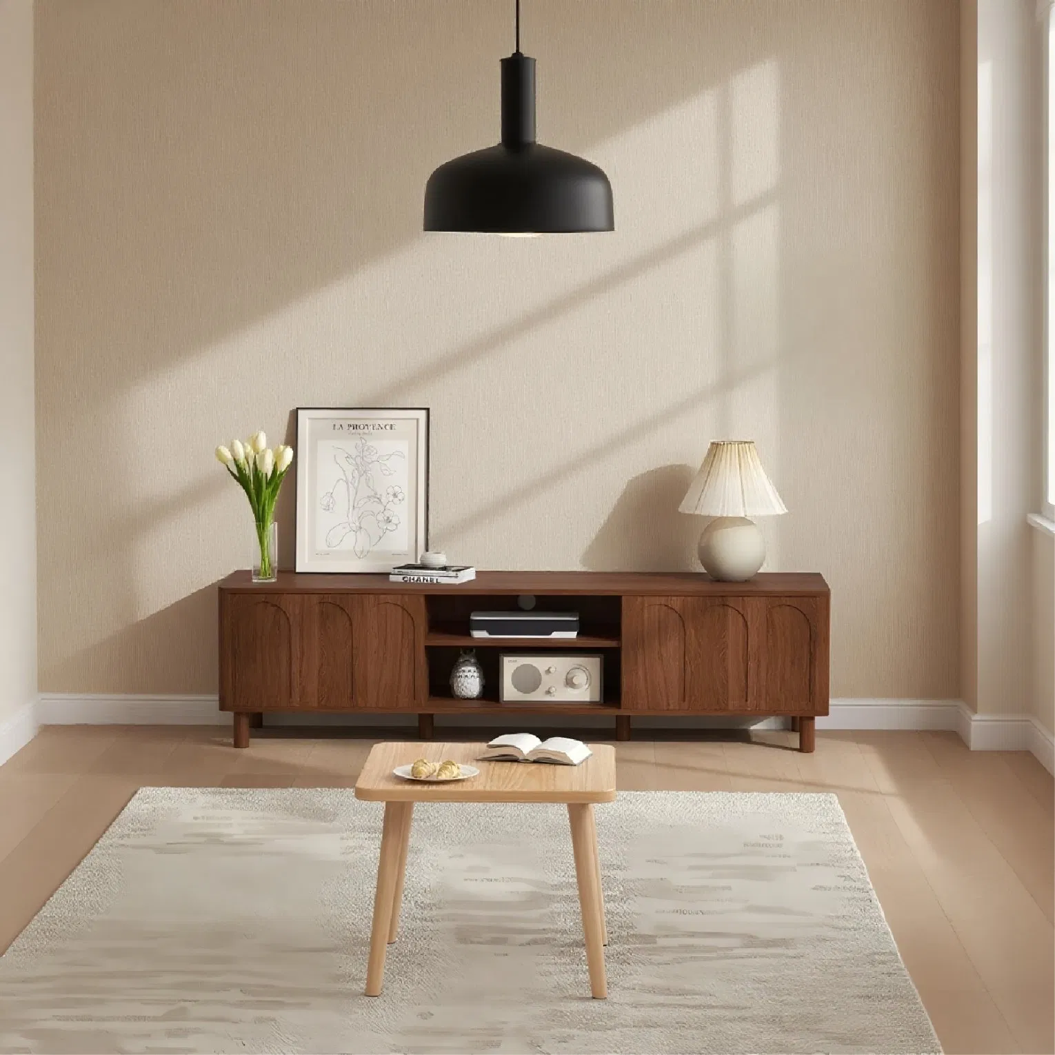 Modern Design Laminated TV Stand Console Table with Storage Compartment