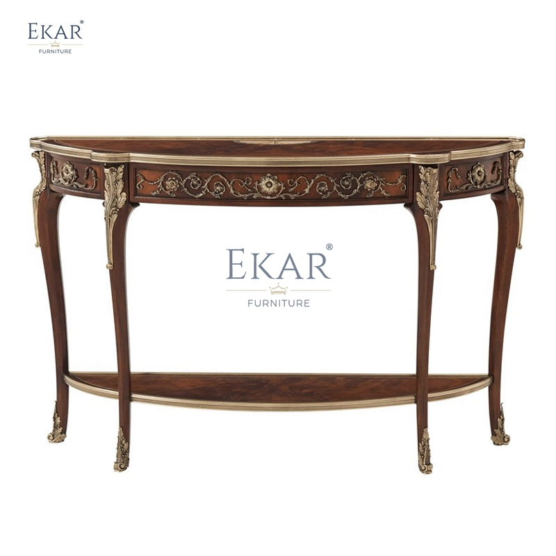 Classic Solid Wood Console Table with Carved Details for Entryway or Living Room