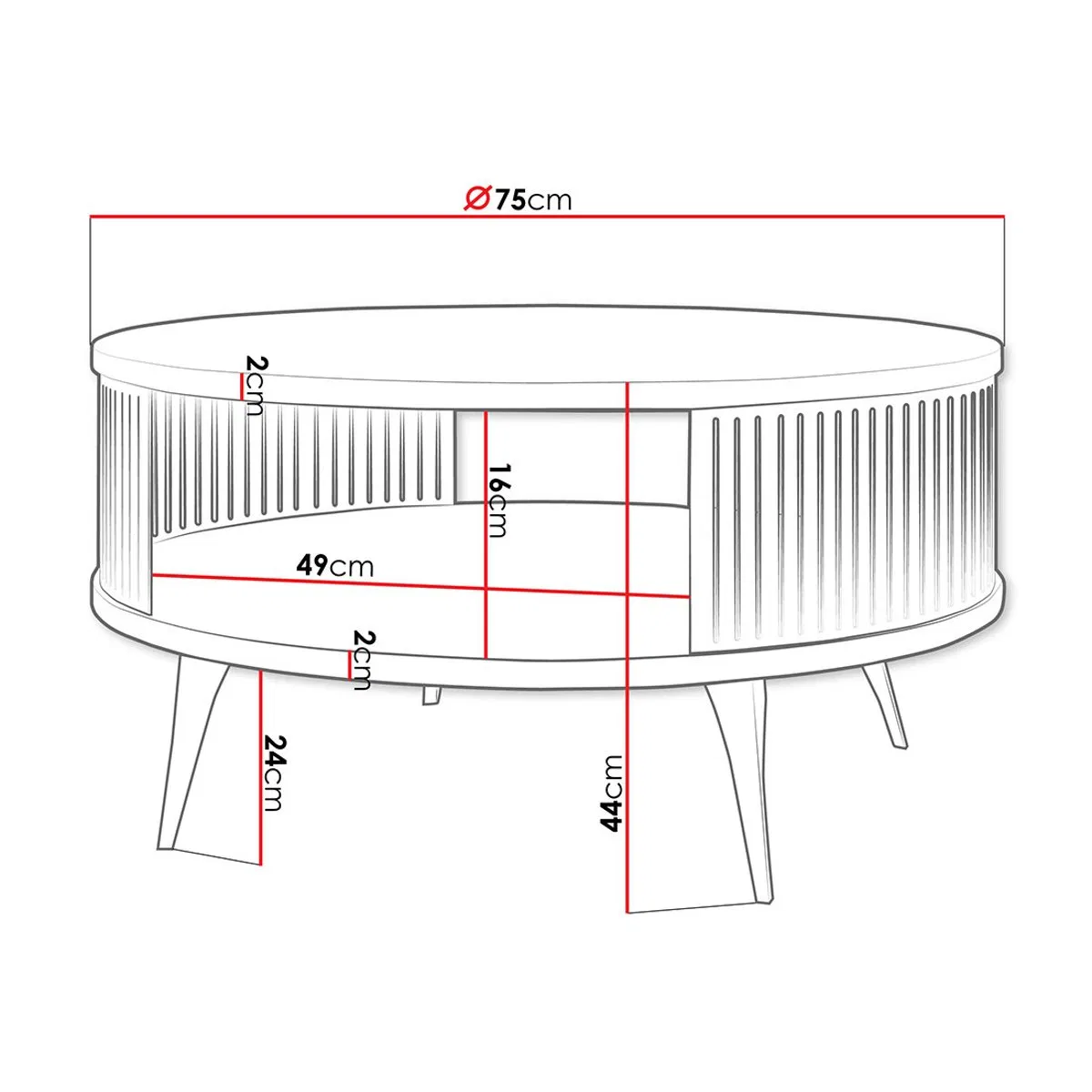 Scandinavian Industrial Style Living Room Runway-Shape Oak Solid Wood Coffee Table with Black Metal Grille &amp; Double Shelf