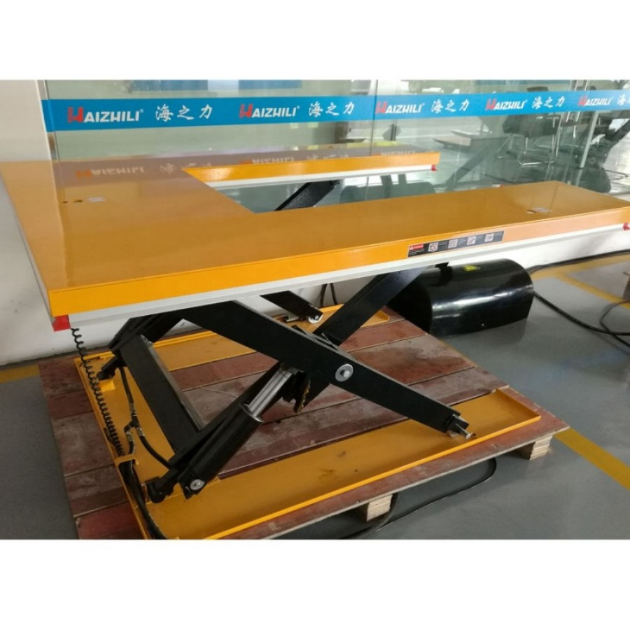4.5ton Car E U Type Roller Top Stationary Electric Hydraulic Pump Scissor Lift Table Stand Platform with Guardrail