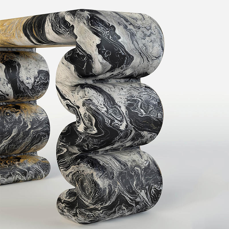 Home Decor Nordic Style Modern Stone Furniture Arch Shape Entryway Italian Marble Nero-Portoro Console Tables