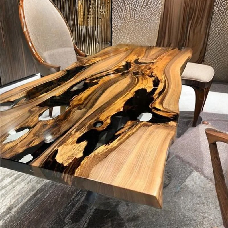 OEM Factory Table Top Epoxy Wholesale Modern Outdoor Furniture Custom River Table Resin Epoxy Wood Restaurant Dining Table