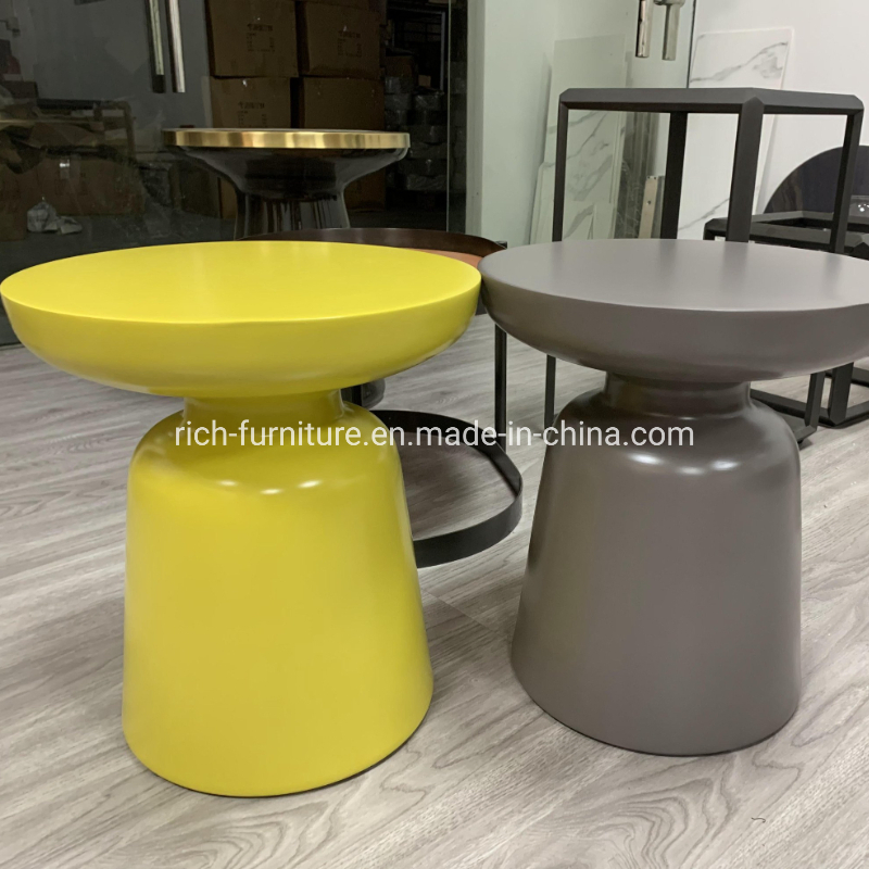 Living Room Accent Table Yellow Aluminum Metal Frame Side Table