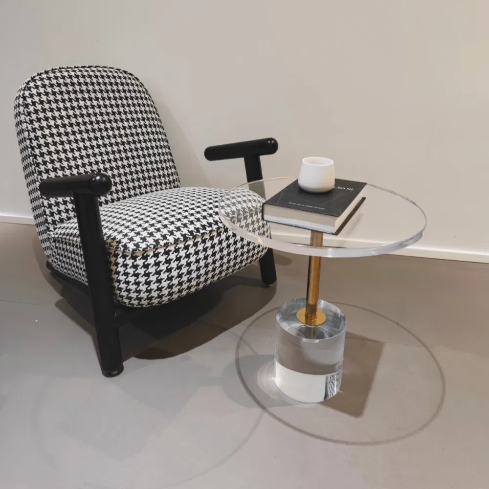 Luxe Clear Acrylic Side Table Gold Accent Minimalist Decor