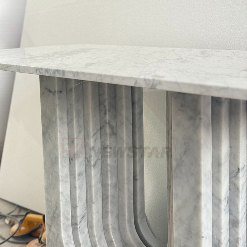 Newstar Marble Furniture Cararra White High End Table Wall Luxury Couch Entry Hallway Corner Calacatta Marble Console Table