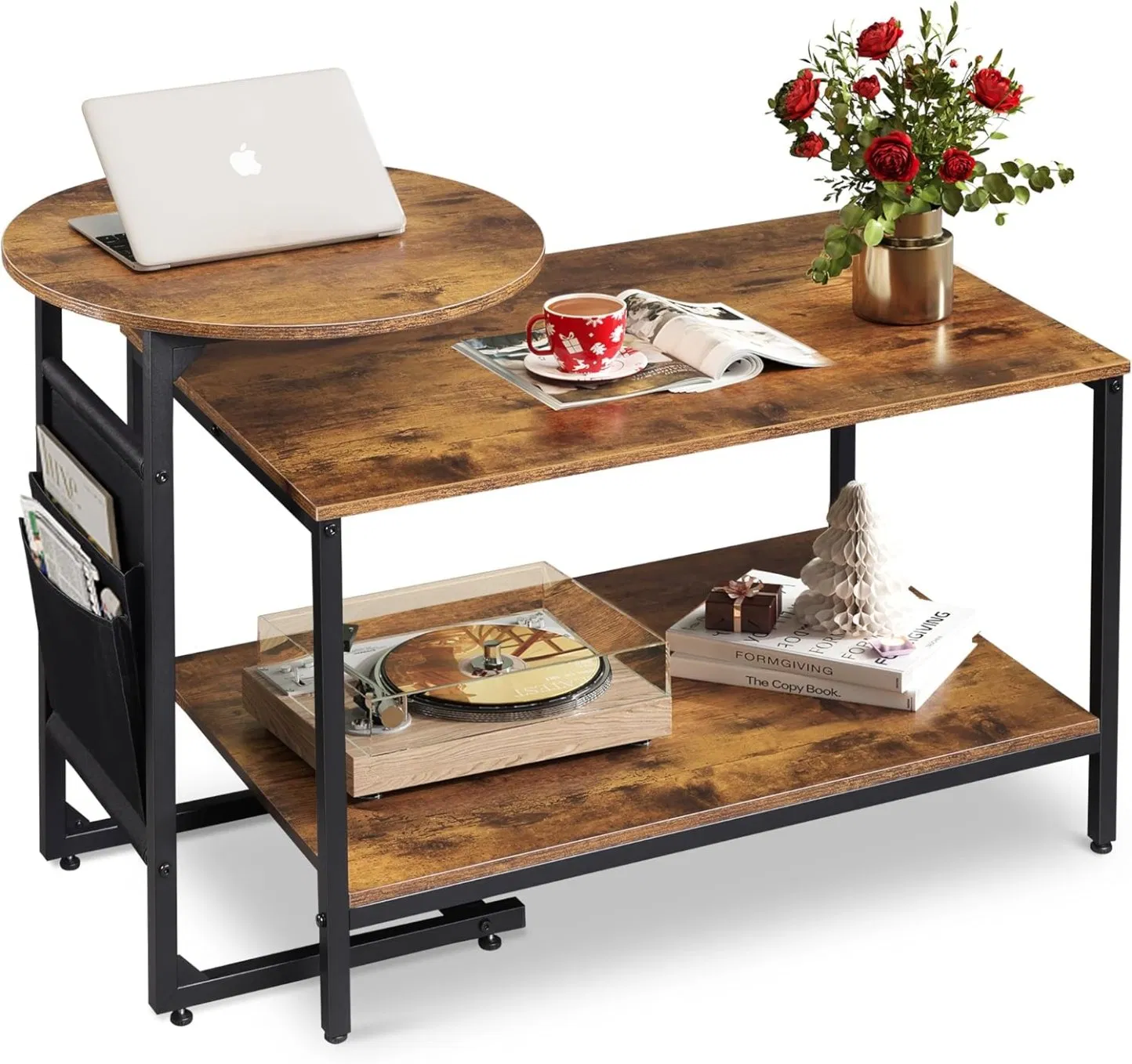 Design Nesting Coffee Table with Side Pouch for Living Room Furniture