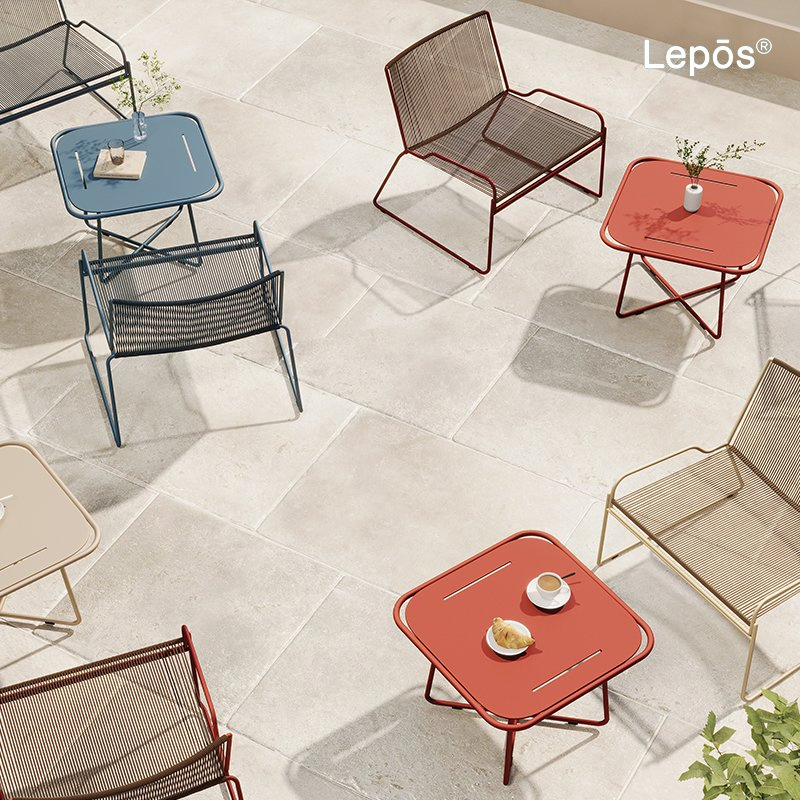 Contemporary Outdoor Patio Side Table Anti-Rust 201 Stainless Steel Tubing All-Weather Low Maintenance Garden Coffee Table