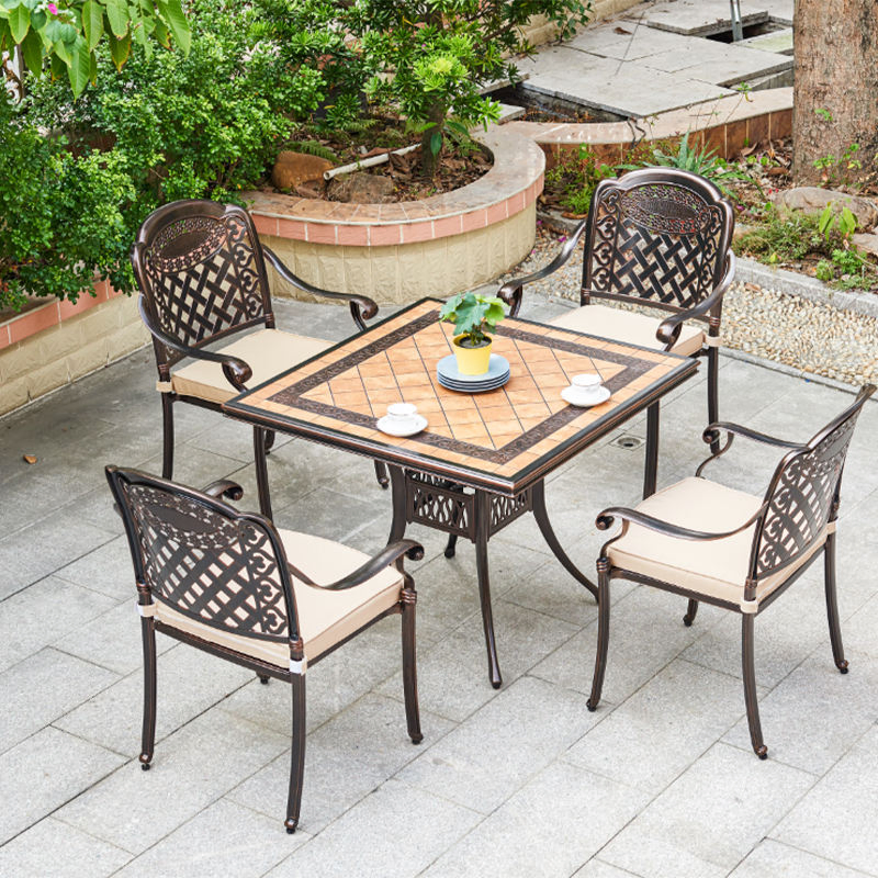Light Luxury Patio Dining Furniture Setcast Aluminium Outdoor Terrace Garden Tables and Chairs