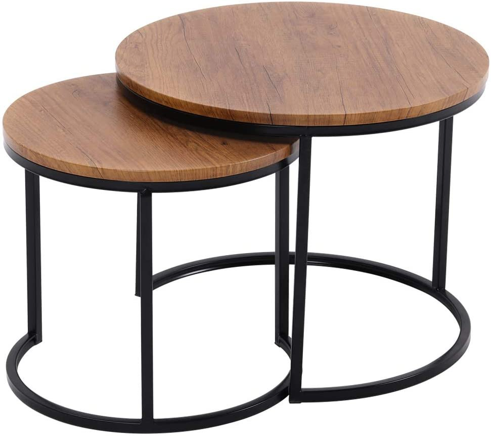New Commercial Furniture Round Wooden Side Center Accent Coffee Table Set