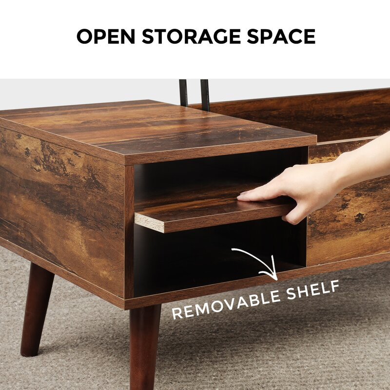 Modern Wood Multi-Function Height Adjustable Lift Top Coffee Tables