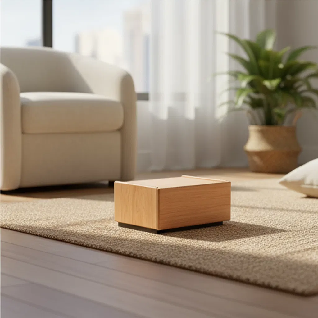 Coastal Solid Wood Nightstand with Ocean Blue Trim for Bedroom Bedside Table