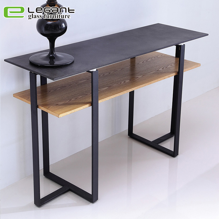 Stainless Steel Console Table with Tempered Glass Top