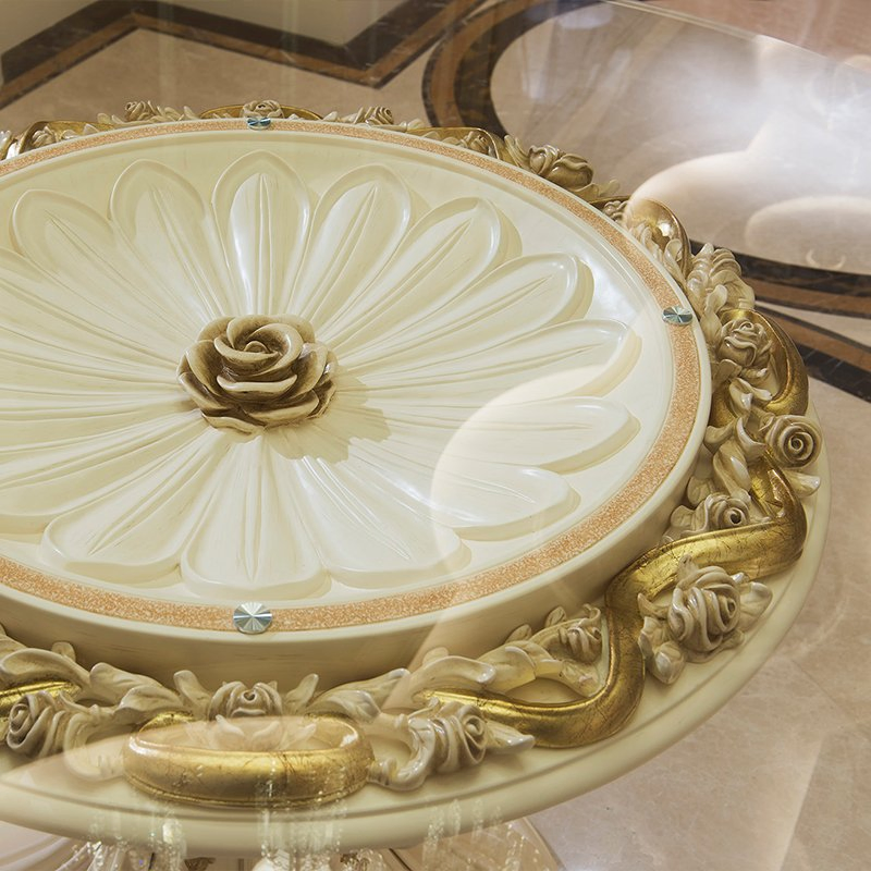 Classic Glass-Top Console Table Ornate Carvings and Functional Design for Entryway Spaces