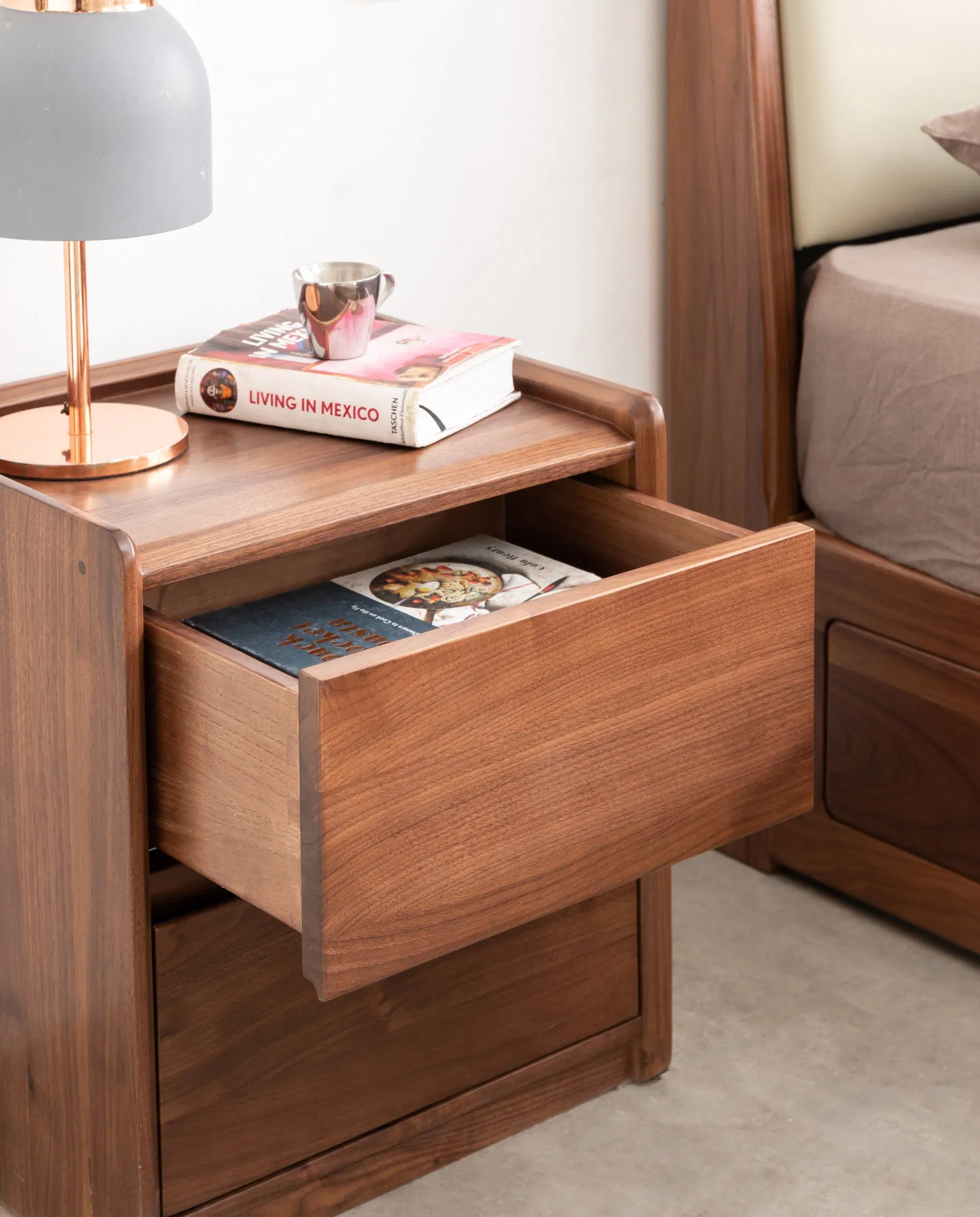 Luxurious Rich Solid North American Black Walnut Home Bedroom Bedside Table