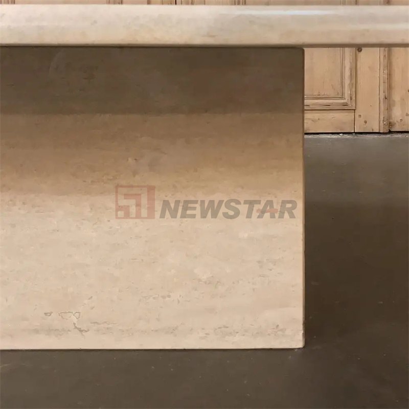 Custom Design Antique Beige Marble Top Center Coffee Table Living Room Furniture Modern Travertine Console Table