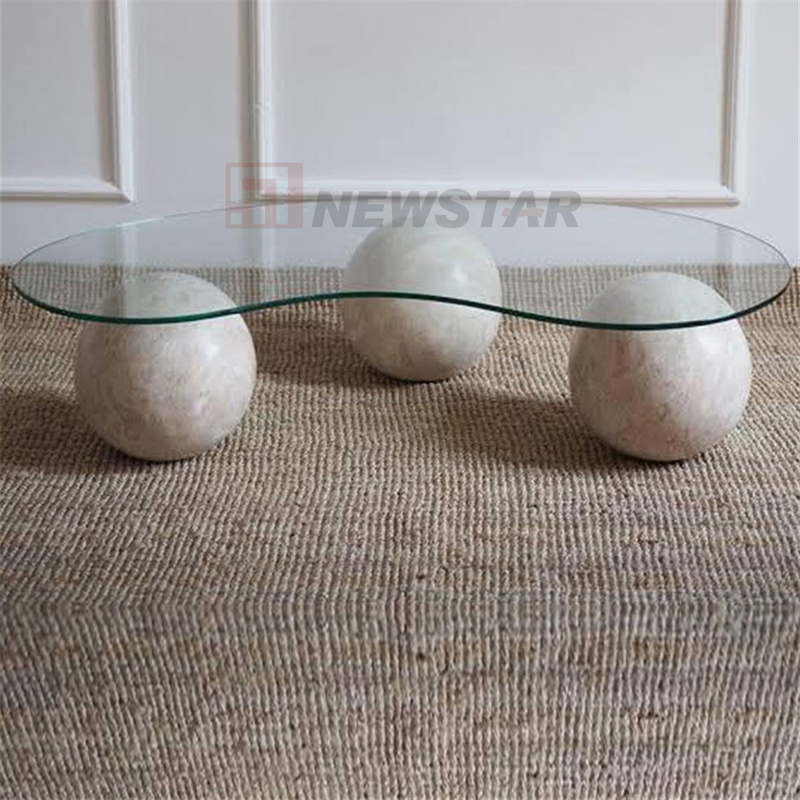 Nordic Luxury Marble Coffee Table Square Glass Table Top Customized Legs Travertine Coffee Table
