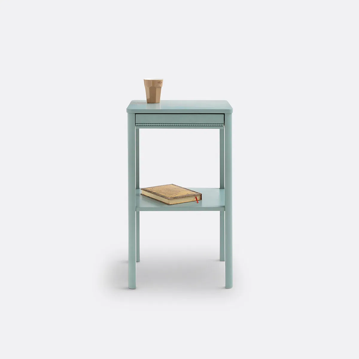 Narrow Accent Side Table Bedside Table with Drawer and Lower Shelf for Bedroom