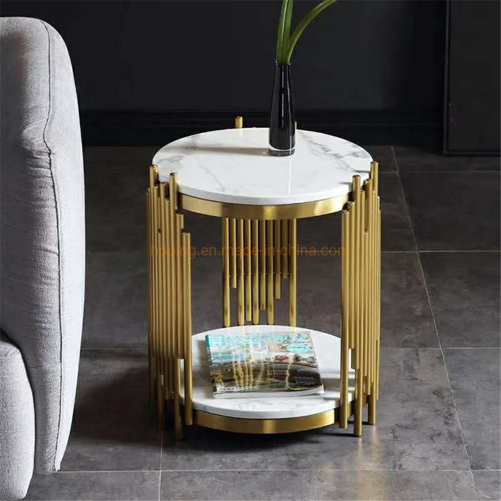 Stainless Steel Kmart Coffee Table Living Room Round Side Table Mable Top Small Nesting Coffee Tables for Villa and Hotel