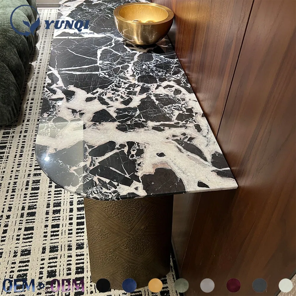 Modern Luxury Noir Marble Console Table for Home and Hotel Living Room Furniture Marble Entrance Console Hallway Console Table