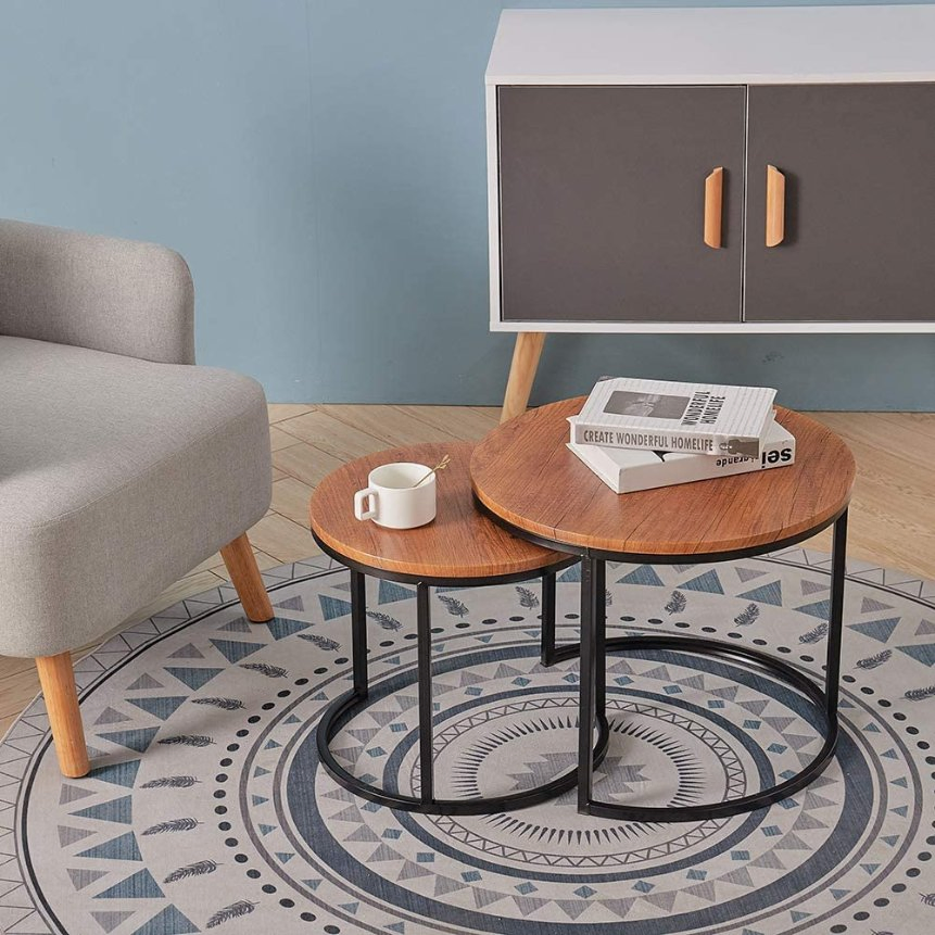 Living Room Furniture Living Side Table Set of 2 Nesting Coffee Table