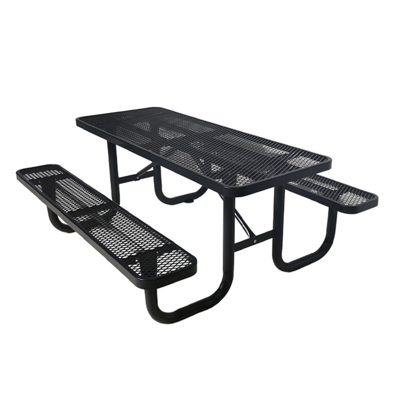 Outdoor Furniture Steel Metal Commercial Restaurant Outside Camping Picnic Dining Table Bench