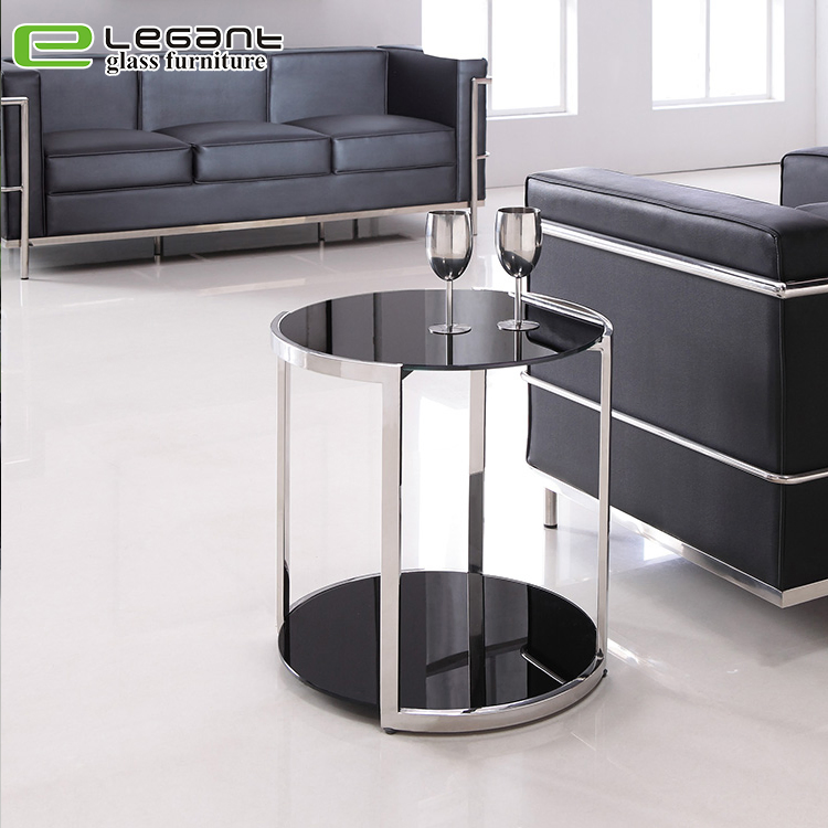 Living Room Stainless Steel Base Square Glass Coffee Table