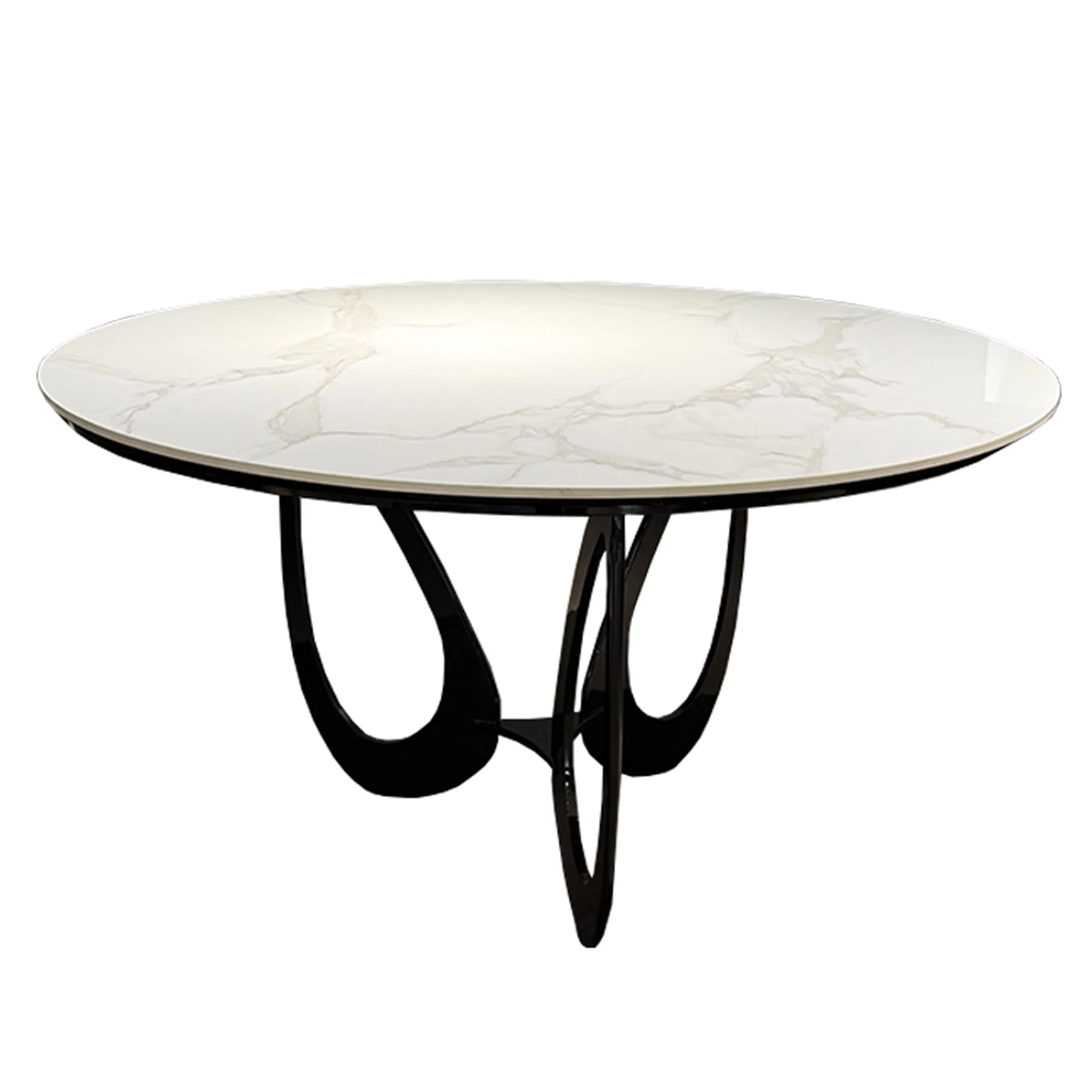 Luxury Modern Marble Dining Table Set Minimalist Kitchen Round Extendable Table with Chairs for Home