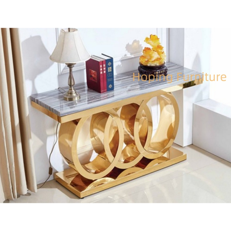 New Modern Mirrored Side High Table Living Room Hotel Hall Center Glass Marble Top Console Table
