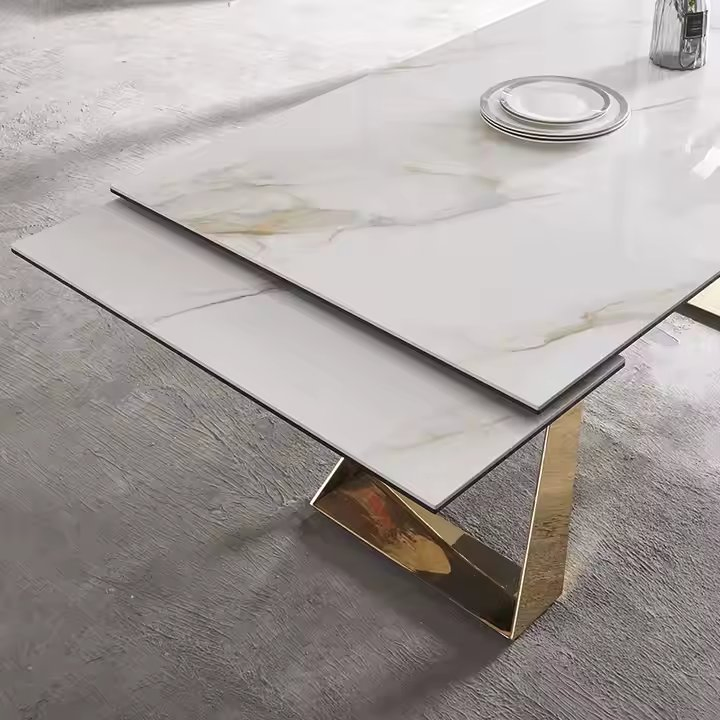 Luxury High Quality Extendable Marble Folding Dining Table for Set