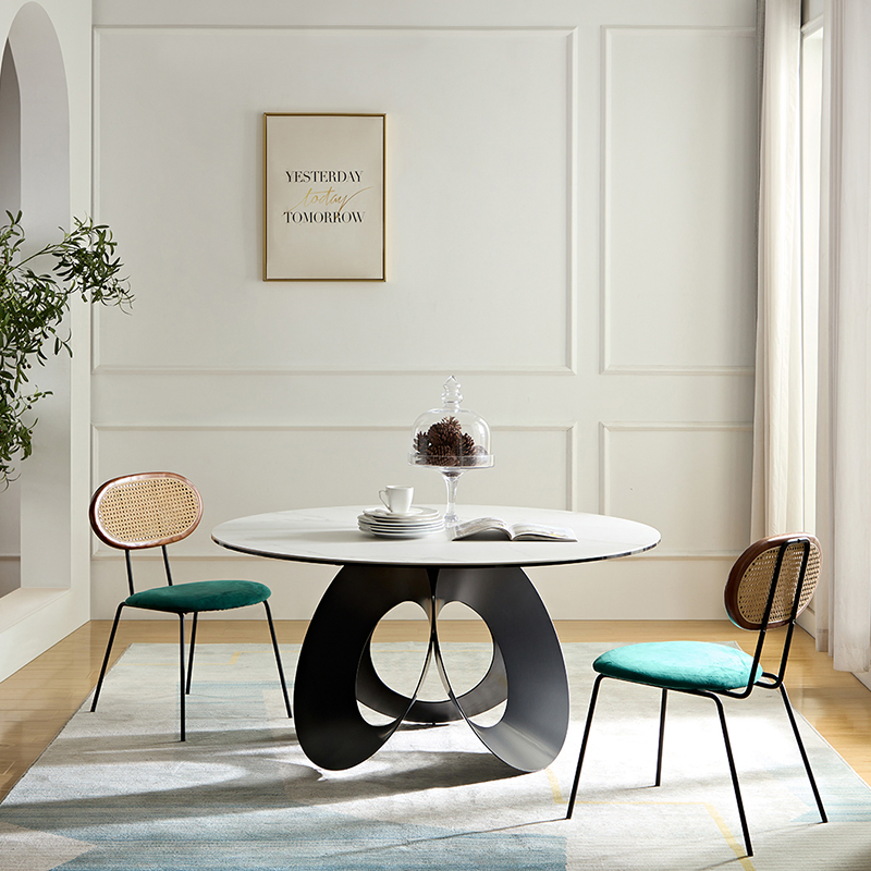 Sintered Stone Dining Rounded Extendable Folding Space Saving Solid Wood Legs Best Price Dining Table for Restaurant