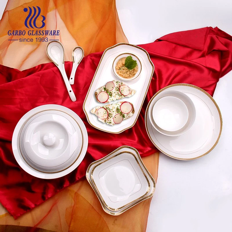50PCS Dinnerware and Hotel Using High Quality Ceramic Set High End AA Grade Porcelain Set for Table Decoration