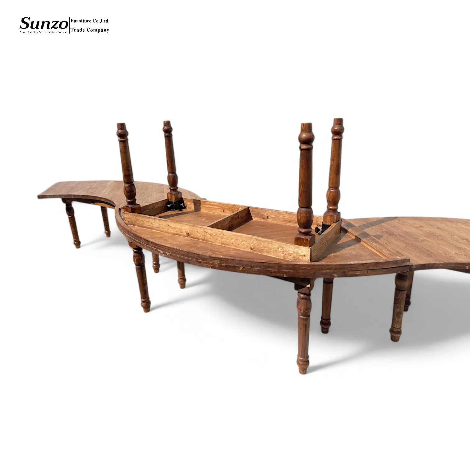 Indoor Outdoor Large Curved Serpentine Designed Event Wedding Dining Table