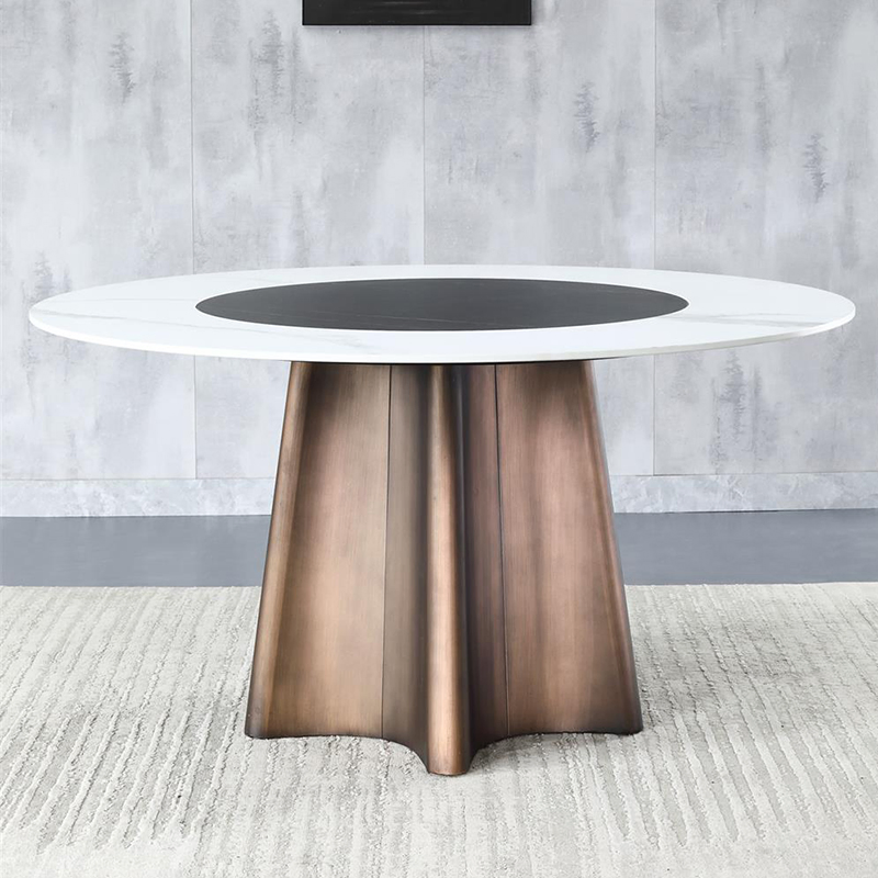 Luxury Sintered Stone Multi Functional Dual Purpose Round Extendable Dining Table with Extension