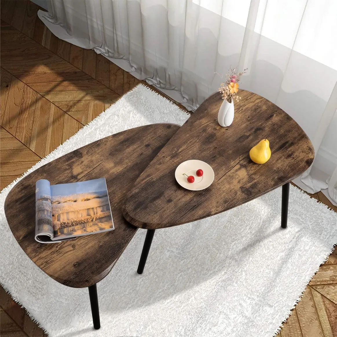 Hot Sale Triangle Side Table 2 Set Nesting Coffee Table Center Coffee Table for Living Room