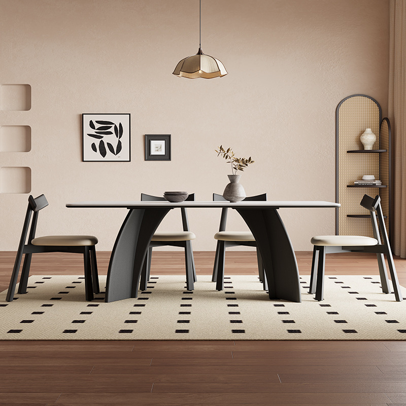 French-Style Solid Wood Dining Table and Chairs, Simpl