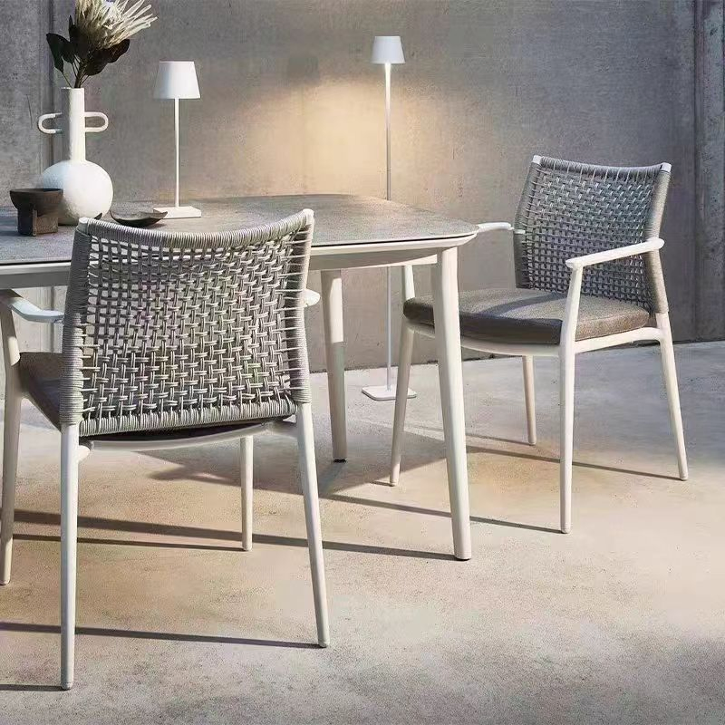 High-End Villa Patio Patio Teak Long Dining Table Outdoor Furniture Garden Casual Solid Wood Table and Chair Set