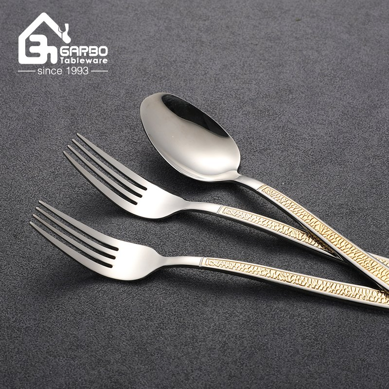 High End Golden Design Stainless Steel Cutlery Dinner Spoon Set OEM Branded Logo Table Spoon Set Middle East