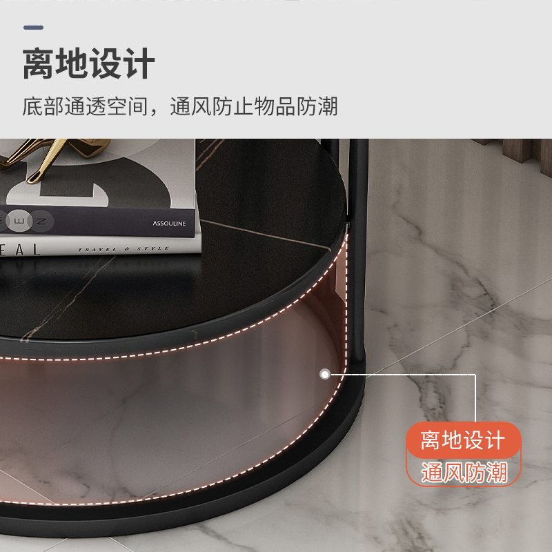 Black Marble Glass Modern Luxury Living Room Dining Table Steel Round Coffee Table