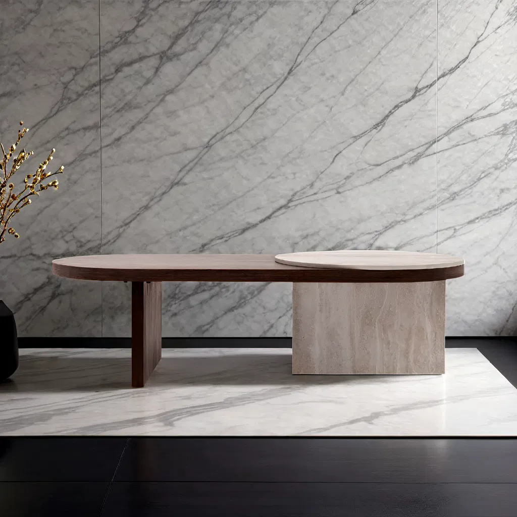 Industrial Metal Frame Tempered Glass Top for Living Room Coffee Table