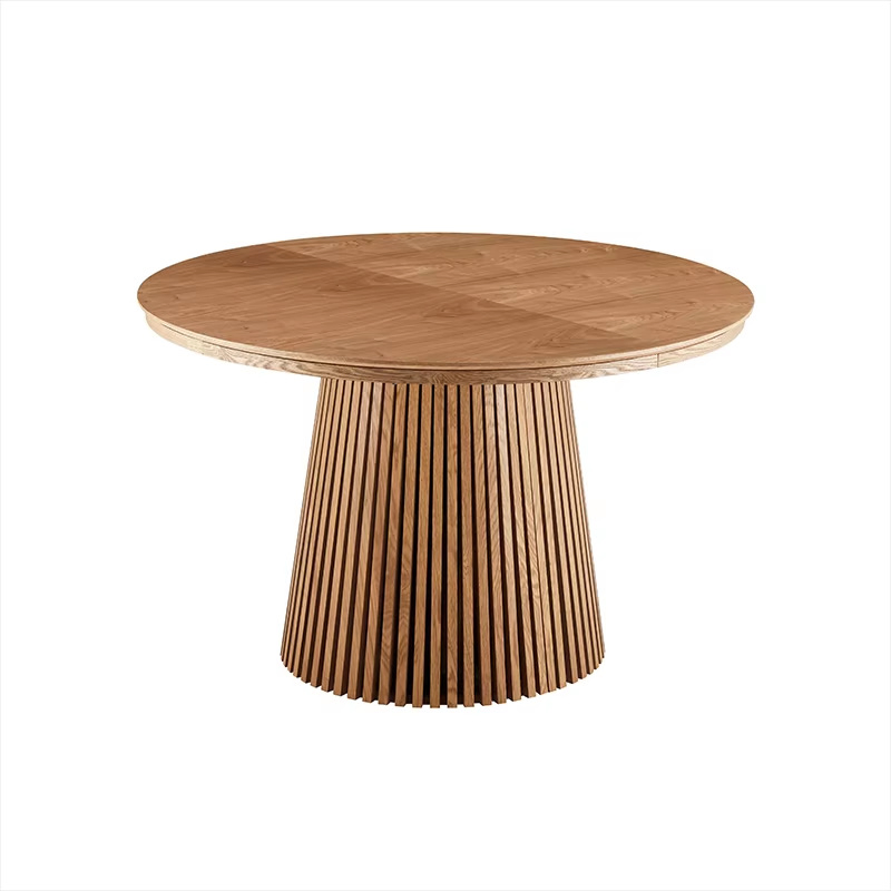 Solid Wood Veneer Retractable Foldable Restaurant Home MDF Round Dining Table