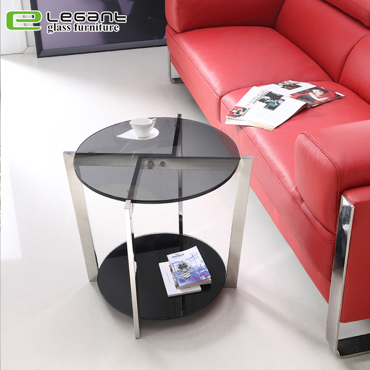 Living Room Stainless Steel Base Square Glass Coffee Table