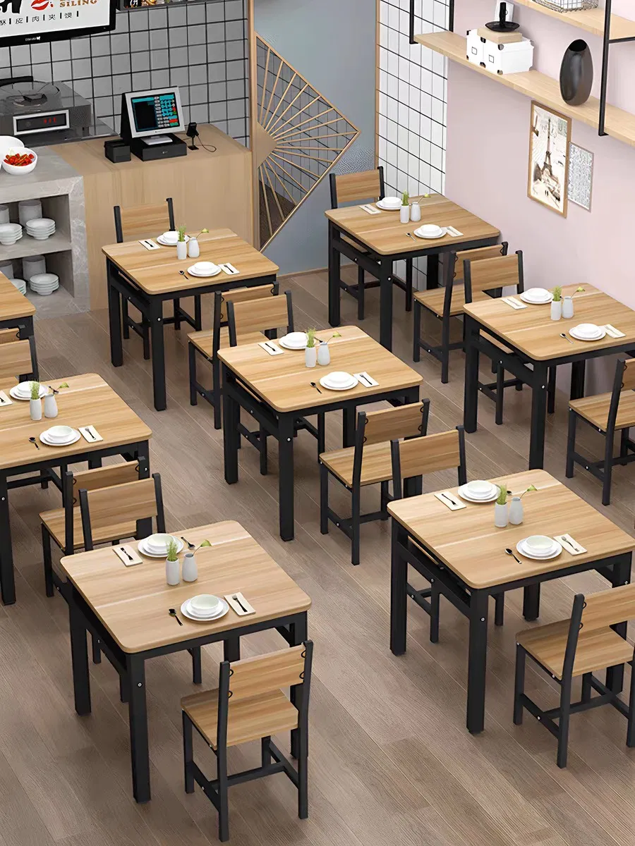 Waterproof Fire Resistant Outdoor Wooden Compact Dining Table with Metal Legs